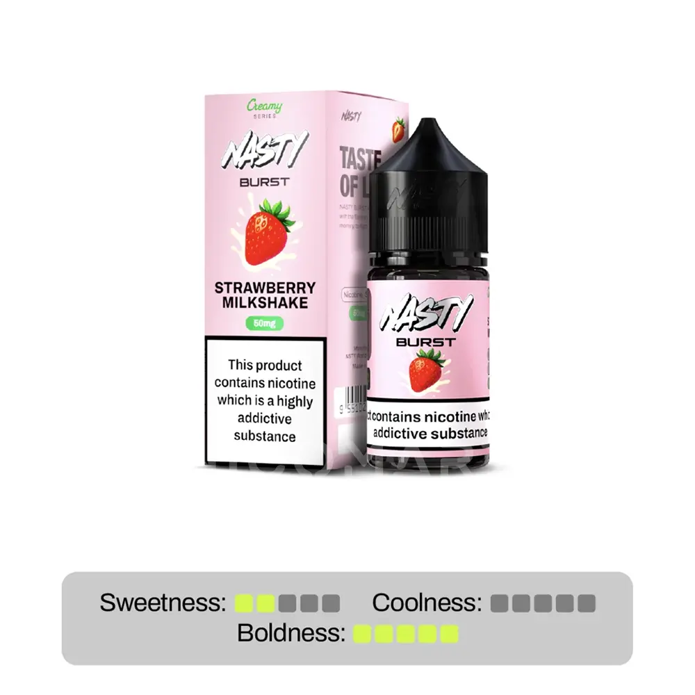 nasty-burst-strawberry-milkshake-30ml سالت میلک شیک توت فرنگی نستی